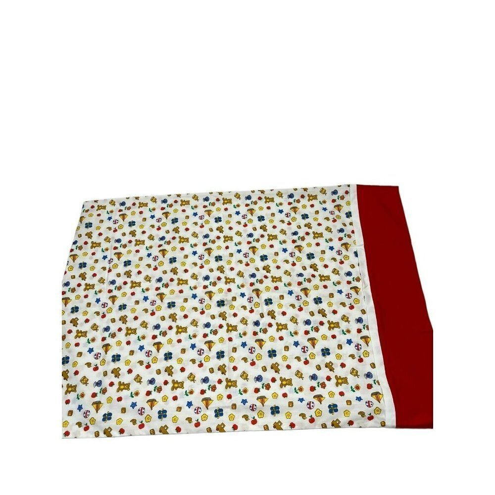 Vintage Childrens Pillowcase Red White Blue Yellow Sailboats Trucks  Balls Bears